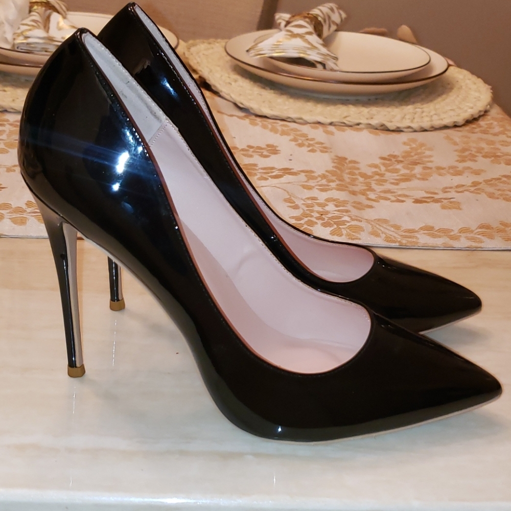Black patent stiletto heels size 11